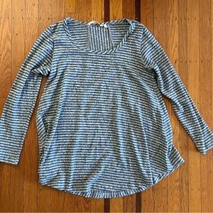 Soft Surroundings striped top s small NWOT gray navy